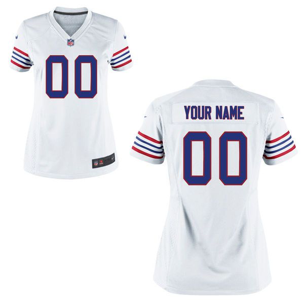 Women Buffalo Bills Nike White Custom Throwback Game NFL Jersey->customized nfl jersey->Custom Jersey